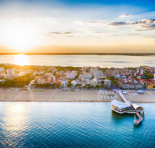 lignano aerea tramonto